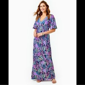Lilly Pulitzer Manuela Maxi Knit Dress - Oyster Bay Navy Youve Been Spotted S